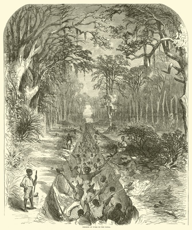 Negers aan het werk aan het kanaal, maart 1863 door (after) American School