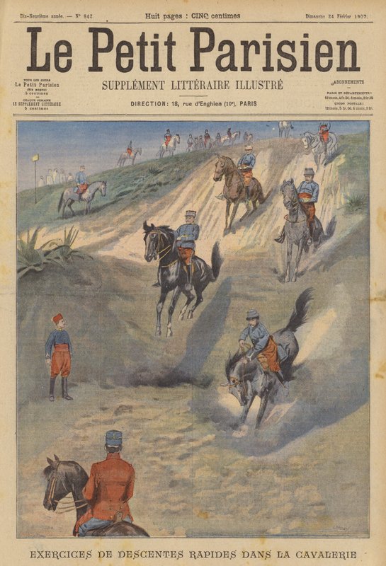 Franse Cavalerie Oefent Snelle Steile Afdalingen te Paard door (after) Carrey