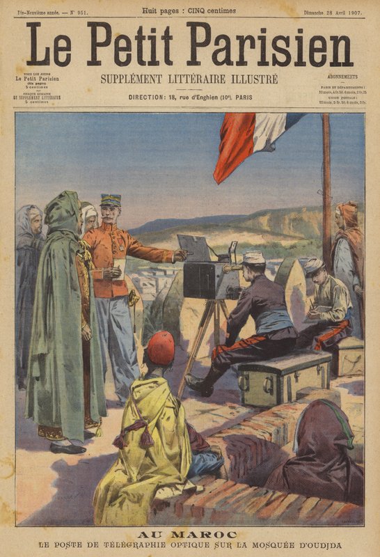 Optische Telegraaf Geïnstalleerd op de Moskee van Oudja, Marokko door (after) Carrey