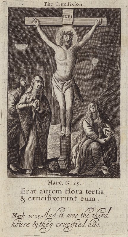 De Kruisiging van Jezus Christus (gravure) door (after) English School