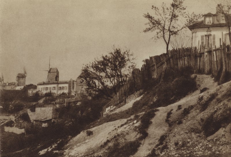 De tuinen van Montmartre met de molen le Blute-fin rond 1860 door (after) French Photographer