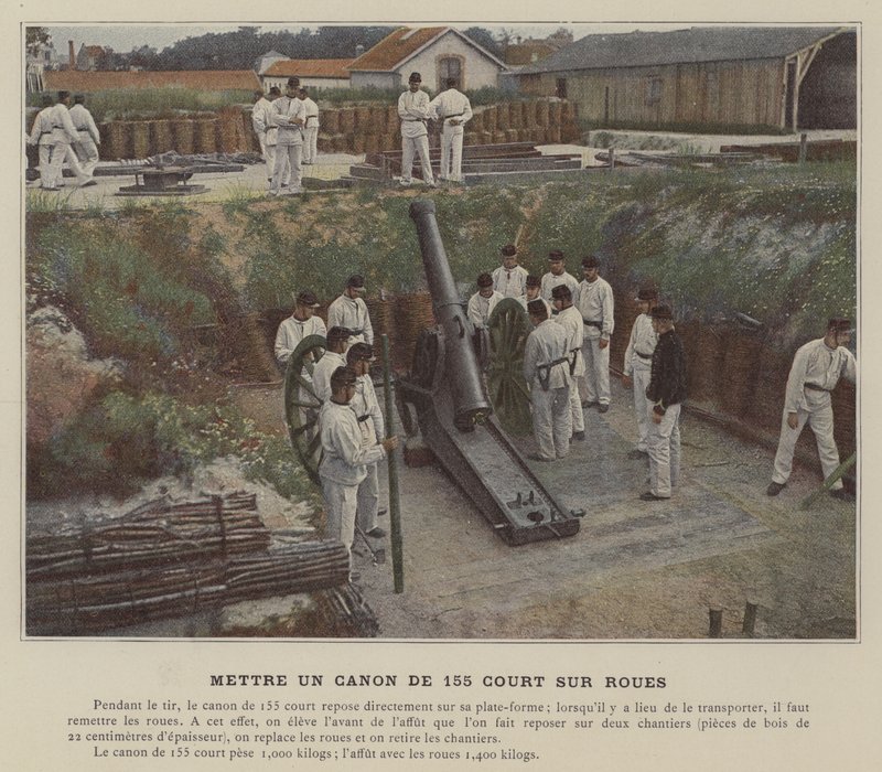 Een 155 mm kanon op wielen zetten door (after) French Photographer