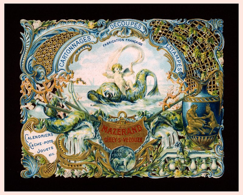 Reclamekaart voor Mazerand drukkers, Cirey-sur-Vezouze, Frankrijk door (after) French School