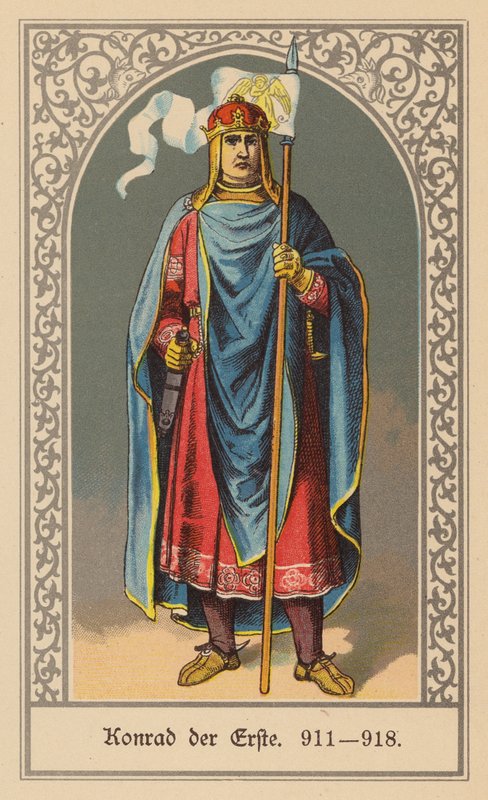 Conrad I van Duitsland, Koning van Oost-Francië (kleur litho) door (after) German School