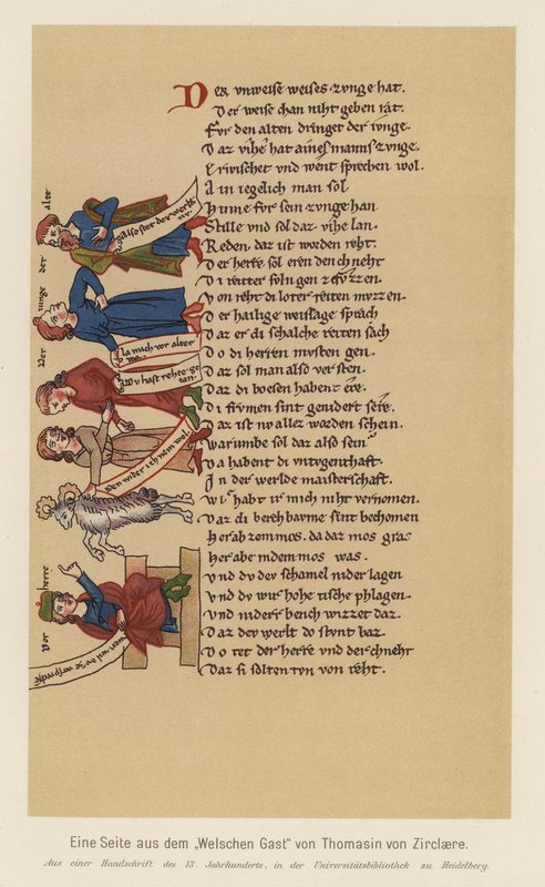 Pagina uit Der Waelsche Gast, door Thomasin von Zirclaere door (after) German School