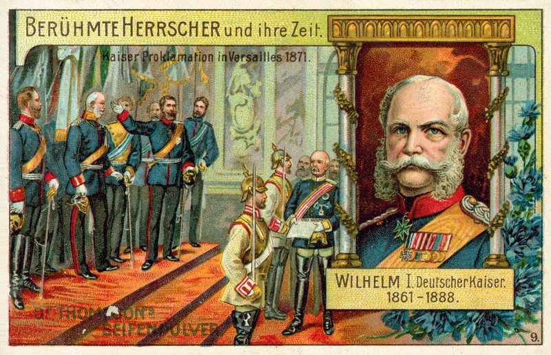 Wilhelm I uitgeroepen tot keizer van Duitsland in Versailles door (after) German School