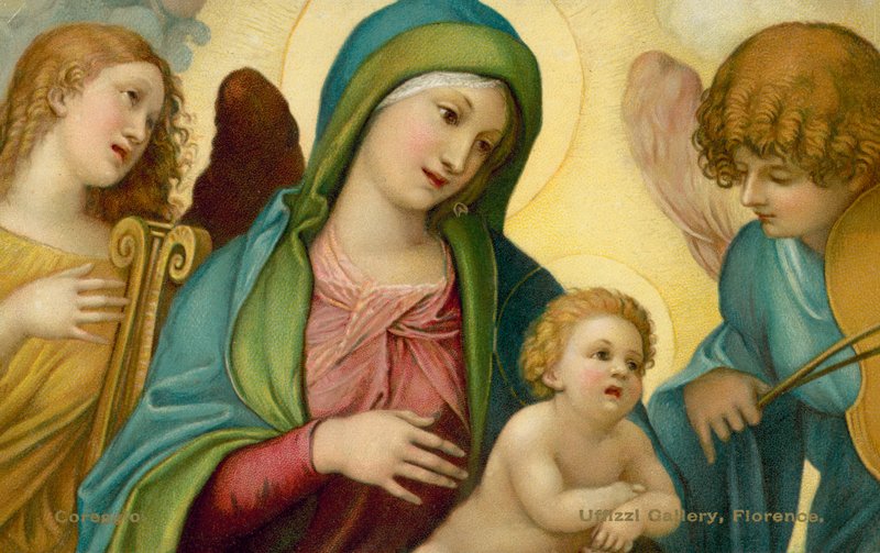 Madonna en Kind met Engelen door (c.1489 1534) (after) Correggio