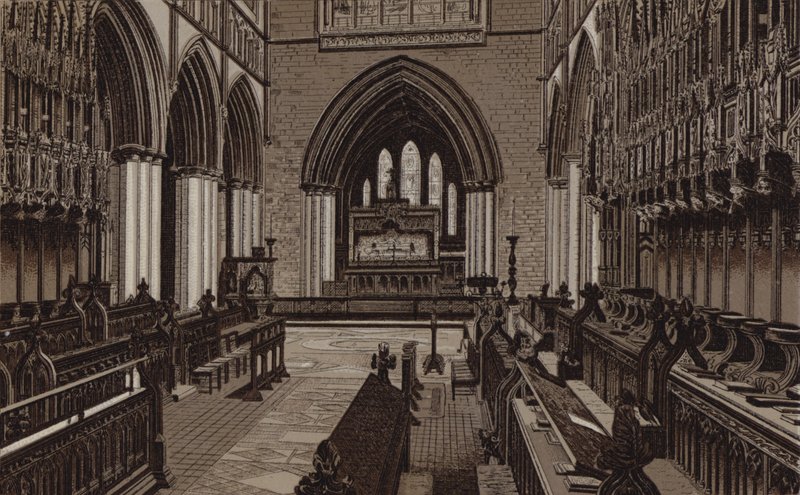 Chester Kathedraal, het Koor, Oostaanzicht door English School