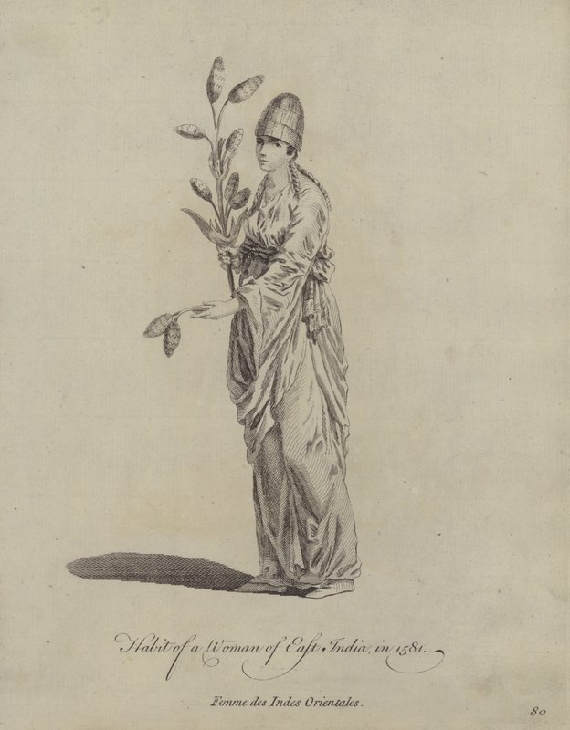 Kleding van een Vrouw uit Oost-Indië in 1581 door English School