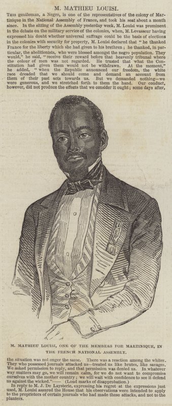 M Mathieu Louisi, Een van de Leden voor Martinique, in de Franse Nationale Vergadering door English School