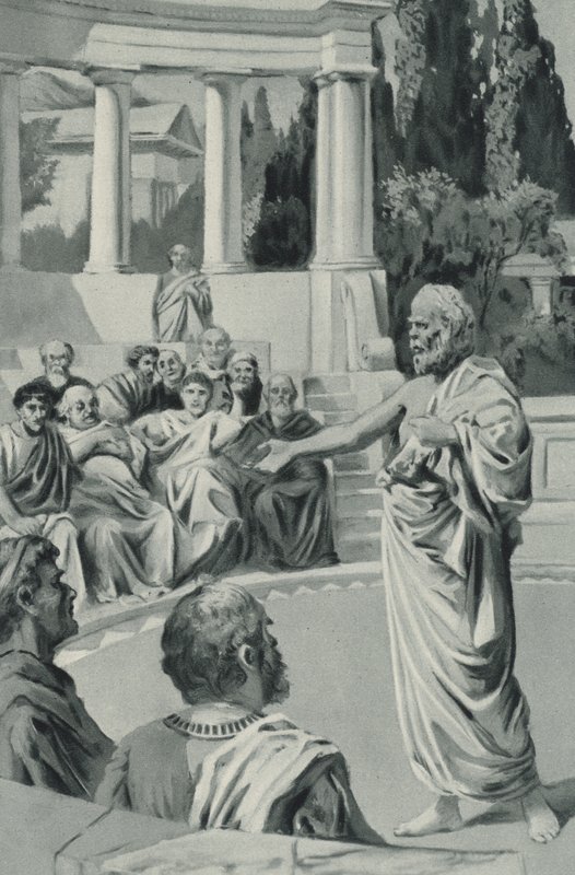 Socrates weigert voor zijn rechters te buigen door English School