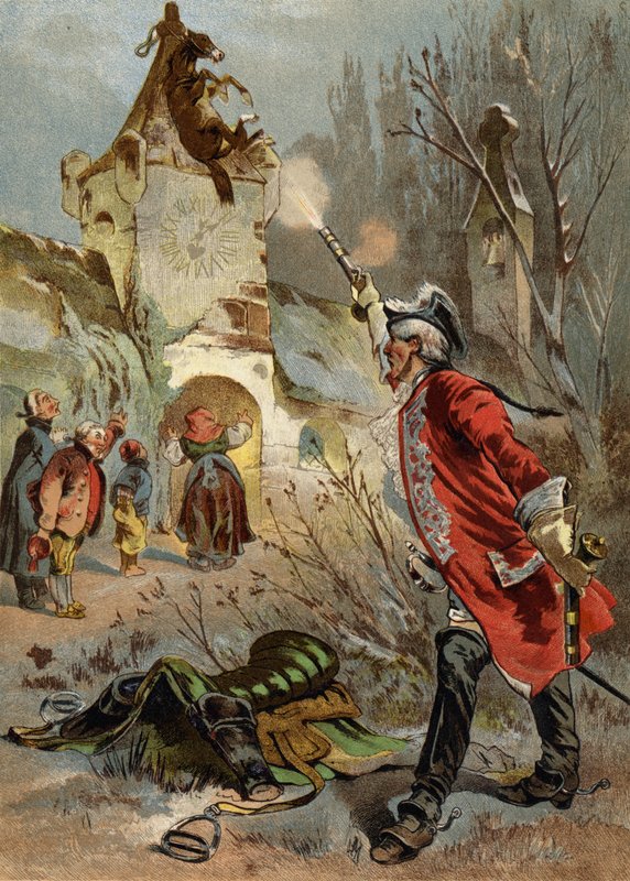 Illustratie voor Avonturen van Baron Munchausen door European School