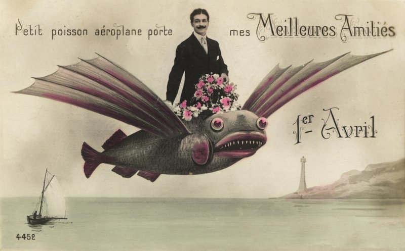 Man die op een vliegende vis rijdt door French Photographer
