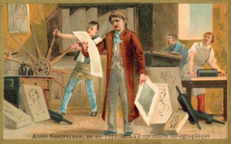 Alois Senefelder, Duitse uitvinder van lithografie door French School