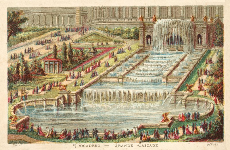 Grote waterval, Trocadero-paleis, Parijs door French School