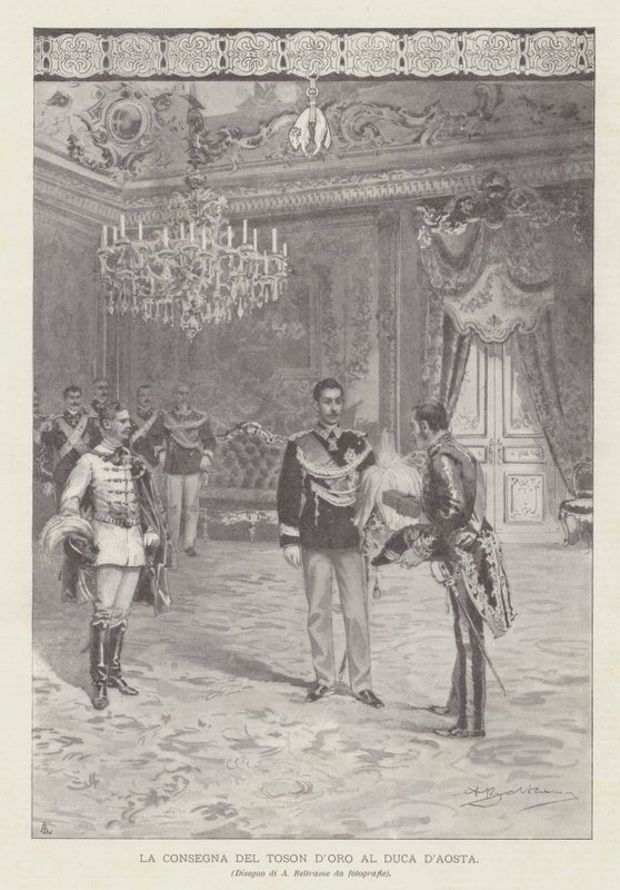 De overhandiging van de Gouden Vlies aan de hertog van Aosta door Achille Beltrame
