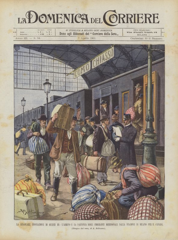 De bijzondere emigratie van deze dagen, de aankomst en het vertrek van zuidelijke emigranten uit... door Achille Beltrame