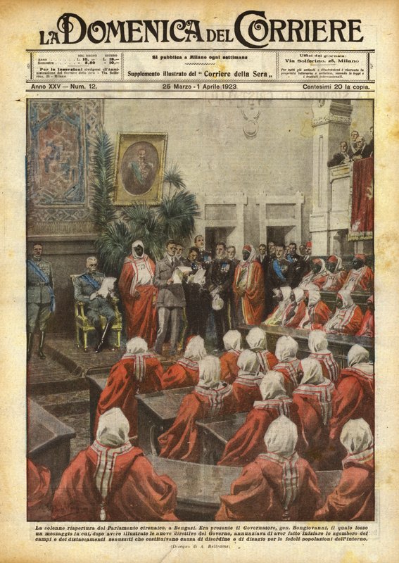 De plechtige heropening van het Cyrenaïsche parlement in Benghazi door Achille Beltrame