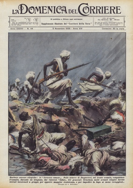 Barbaarse Ethiopische gebruiken, de menselijke forten door Achille Beltrame