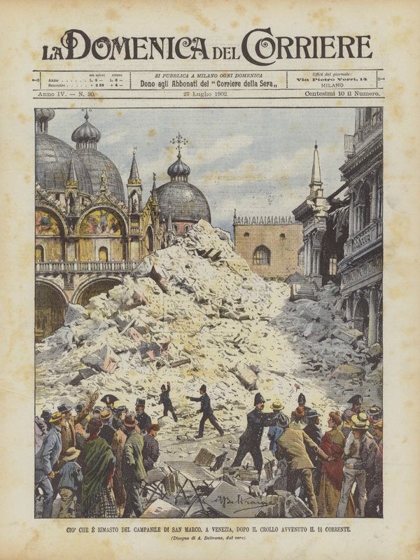 Wat Er Overbleef Van De Klokkentoren Van San Marco In Venetië Na De Instorting Op 14 Huidige door Achille Beltrame