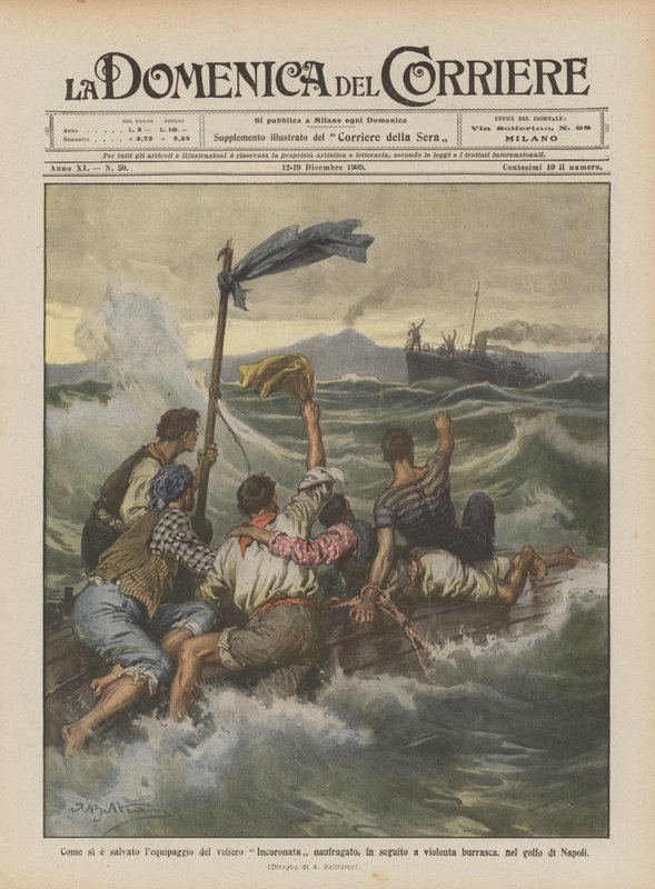 Hoe de bemanning van het zeilschip Incoronata werd gered na schipbreuk door een hevige storm door Achille Beltrame