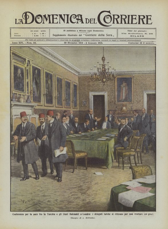 Vredesconferentie tussen Turkije en de Balkanlanden in Londen, de Turkse afgevaardigden... door Achille Beltrame