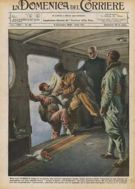 Na hun huwelijk in een vliegtuig te hebben gevierd, wilden twee jonge Amerikanen ook door Achille Beltrame