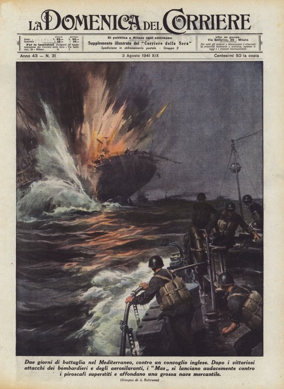 Twee dagen van strijd in de Middellandse Zee, tegen een Engels konvooi door Achille Beltrame