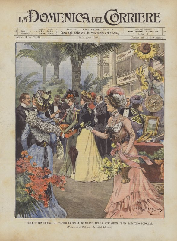 Liefdadigheidsbeurs in het La Scala Theater in Milaan, voor de Oprichting van een Volks Sanatorium door Achille Beltrame