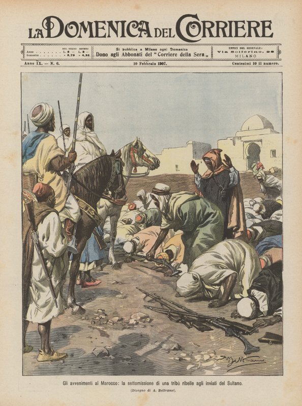 De gebeurtenissen in Marokko, de onderwerping van een opstandige stam aan de gezanten van de sultan door Achille Beltrame