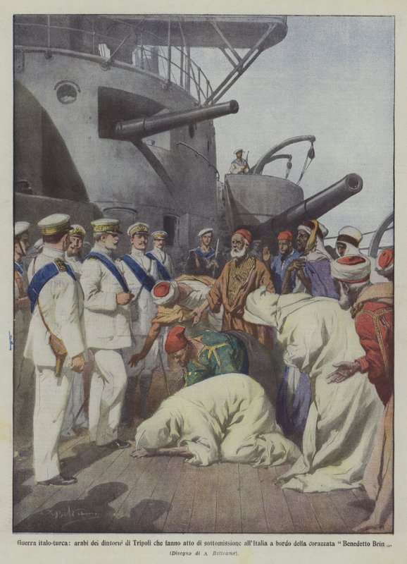 Italiaans-Turkse oorlog, Arabieren uit de omgeving van Tripoli die zich onderwerpen aan Italië door Achille Beltrame