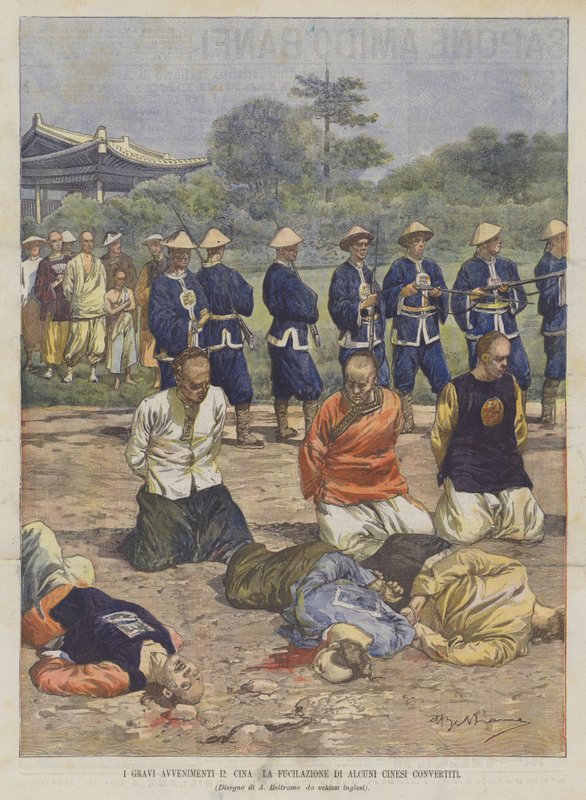 De Ernstige Gebeurtenissen in China, De Fusillade van Enkele Bekeerde Chinezen door Achille Beltrame