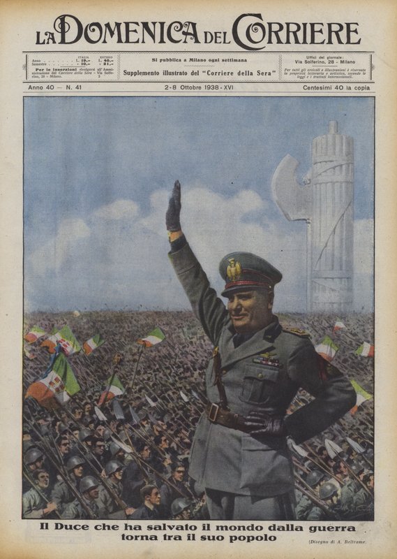 De Duce die de wereld van oorlog heeft gered keert terug naar zijn volk door Achille Beltrame