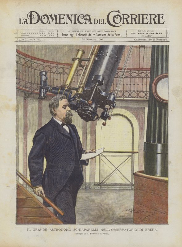 De grote astronoom Schiaparelli in het observatorium van Brera door Achille Beltrame