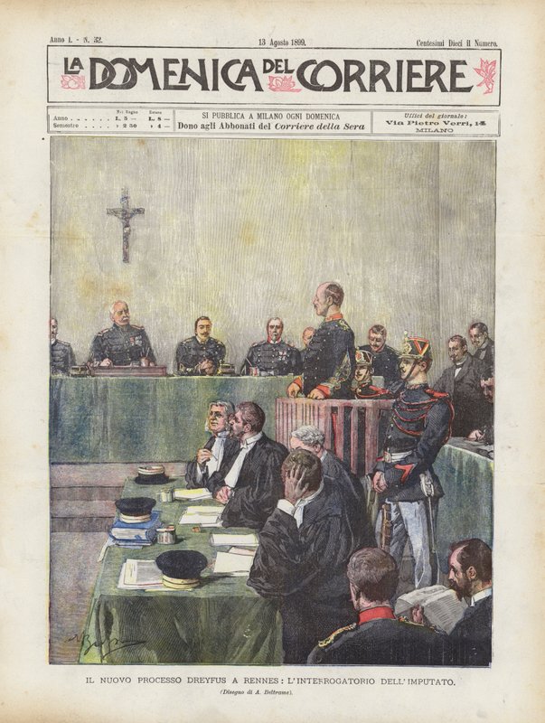 Het nieuwe Dreyfus-proces in Rennes, het verhoor van de verdachte door Achille Beltrame