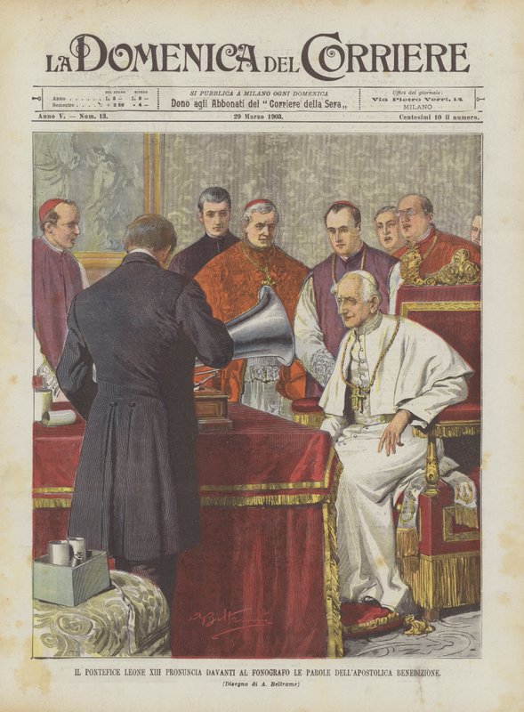 Paus Leo XIII spreekt de apostolische zegen uit voor de fonograaf door Achille Beltrame