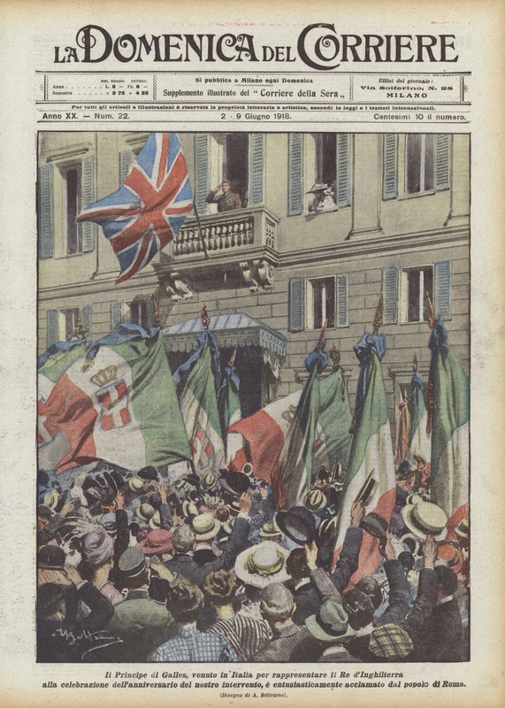 De Prins van Wales, naar Italië gekomen om de koning van Engeland te vertegenwoordigen bij de viering door Achille Beltrame