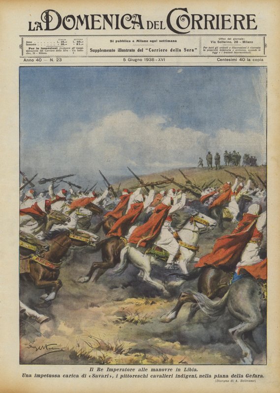 De Koning-Keizer bij de manoeuvres in Libië door Achille Beltrame