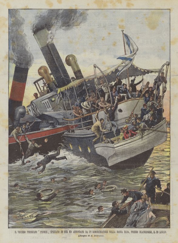 Het Oude Stoomschip Primus Gebroken En Gezonken In De Lage Elbe door Achille Beltrame