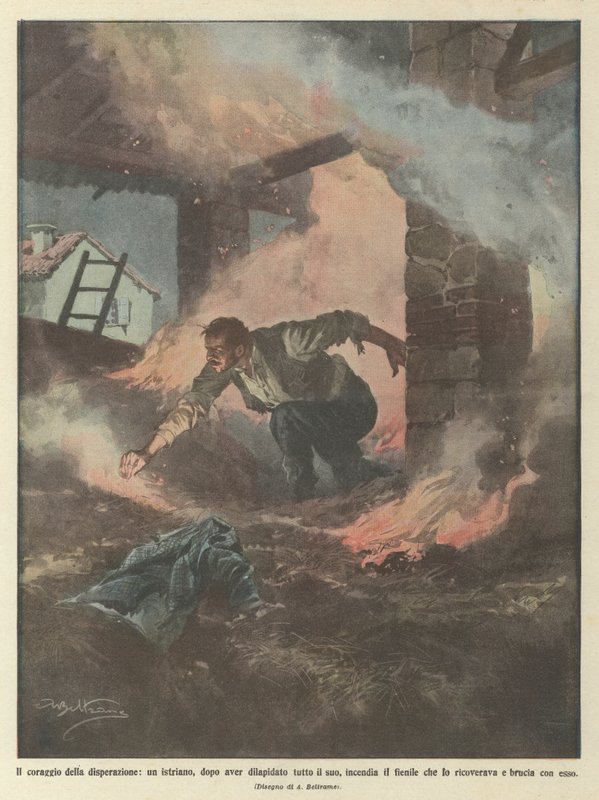 De moed van wanhoop, een Istriaan, nadat hij alles heeft verkwist door Achille Beltrame