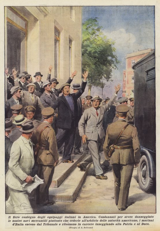 De trotse houding van de Italiaanse bemanningen in Amerika door Achille Beltrame
