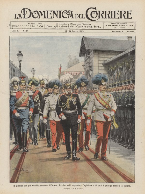 Het jubileum van de oudste vorst van Europa, de aankomst van keizer Wilhelm en allen door Achille Beltrame