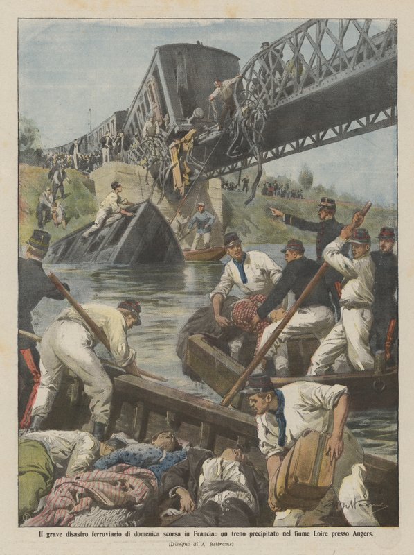 Het ernstige treinongeluk van afgelopen zondag in Frankrijk, een trein stortte in de rivier Loire bij Angers door Achille Beltrame