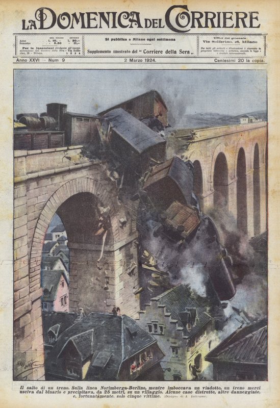 De sprong van een trein door Achille Beltrame