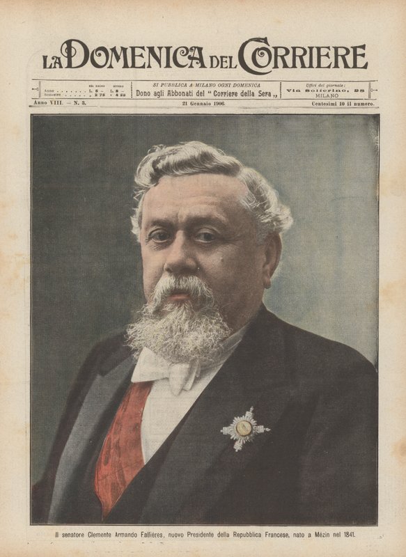 Senator Clemente Armando Fallieres, nieuwe president van de Franse Republiek, geboren in Mezin in 1841 door Achille Beltrame
