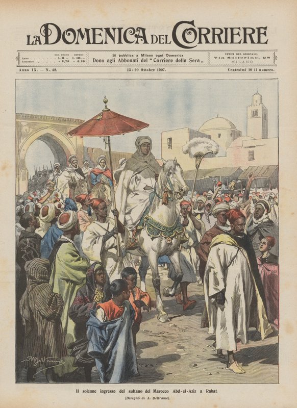 De plechtige intocht van de sultan van Marokko Abd-el-Aziz in Rabat door Achille Beltrame
