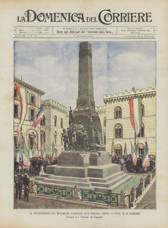 De Inhuldiging van het Nationale Monument voor de Familie Cairoli in Pavia, op de 14e Corrente door Achille Beltrame