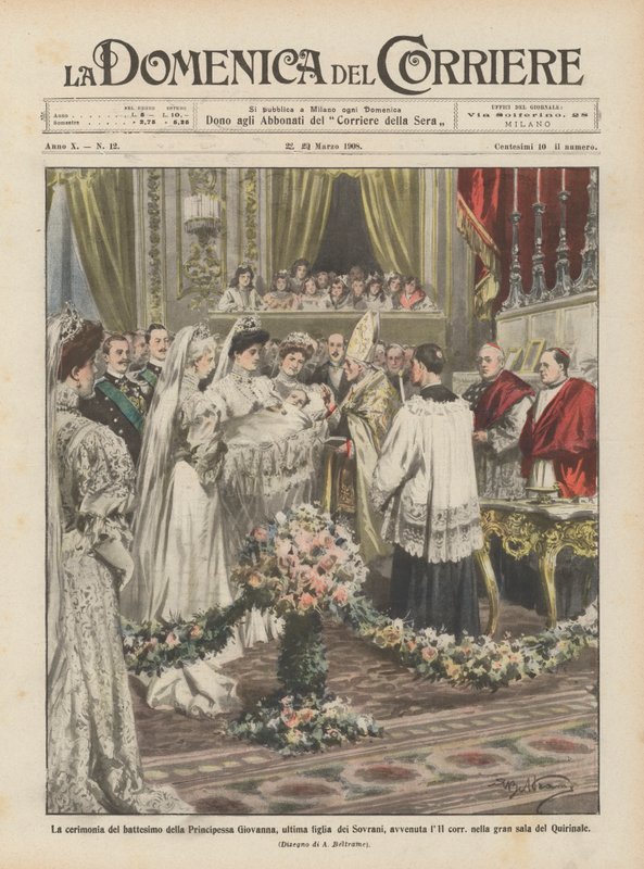 De doopceremonie van prinses Giovanna, de jongste dochter van de vorsten, vond plaats op 11 door Achille Beltrame