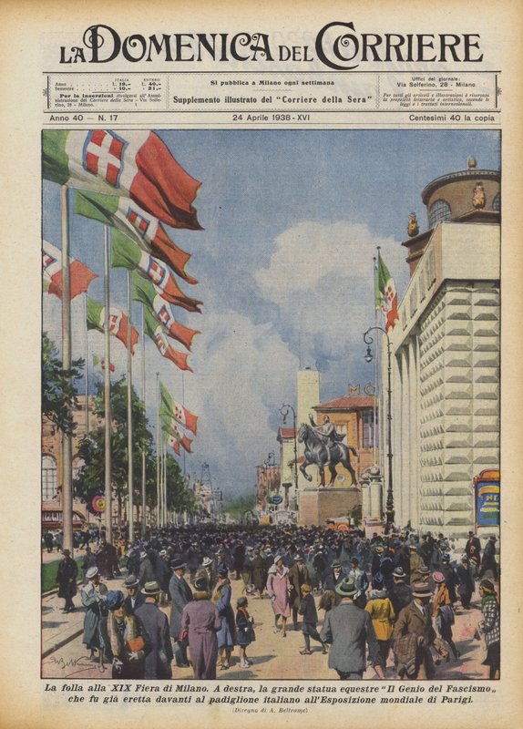 De menigte op de XIXe Beurs van Milaan door Achille Beltrame