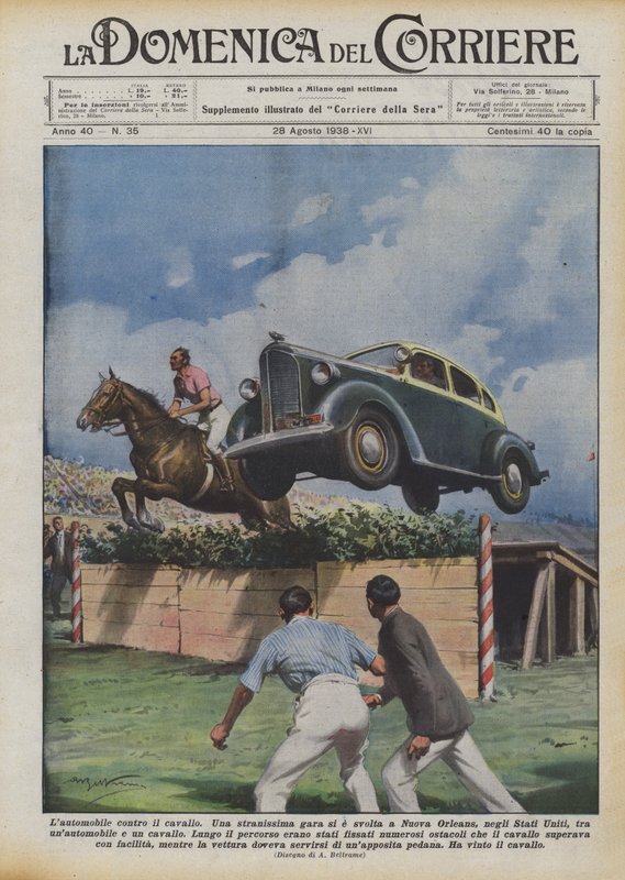 De auto tegen het paard door Achille Beltrame